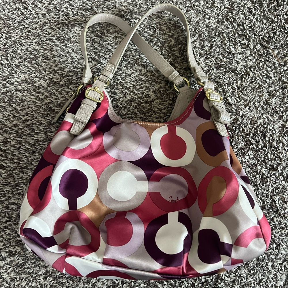 Coach purse pink/purple/cream/tan